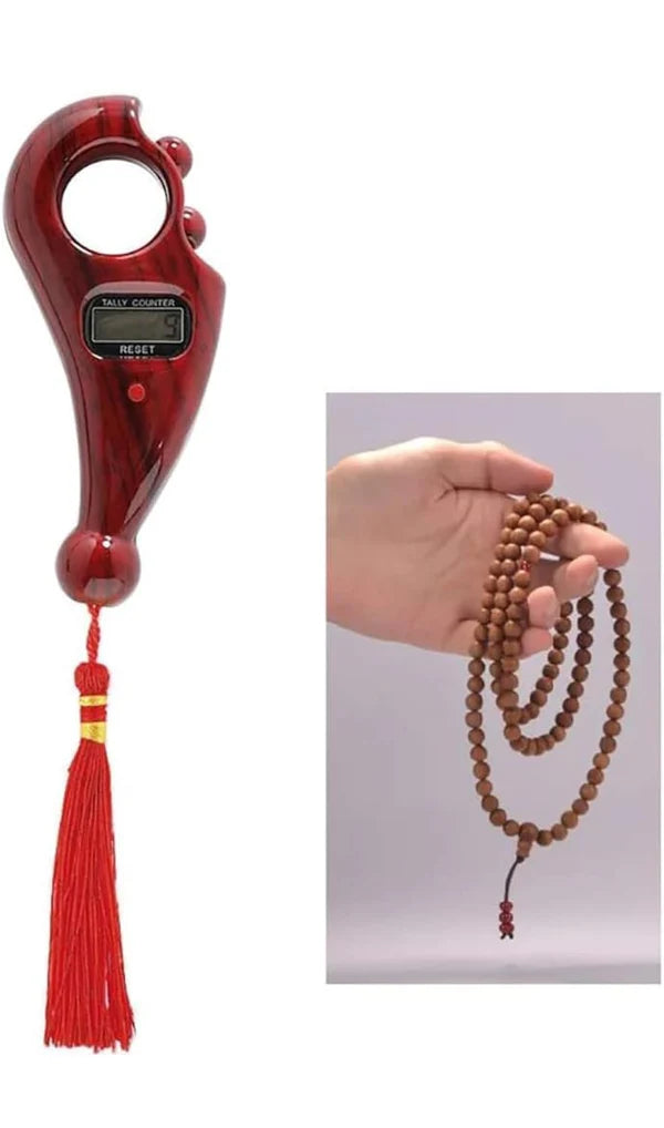 Digital Finger Tally Counter with Wood Finish – Prayer & Meditation Bead Counter