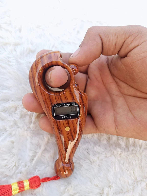 Digital Finger Tally Counter with Wood Finish – Prayer & Meditation Bead Counter